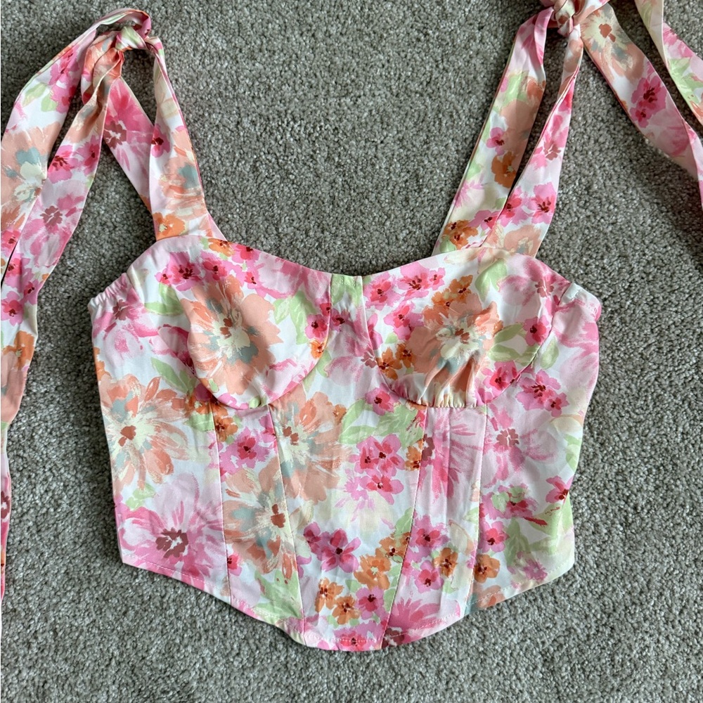 SHEIN Floral Multicolor Crop Top